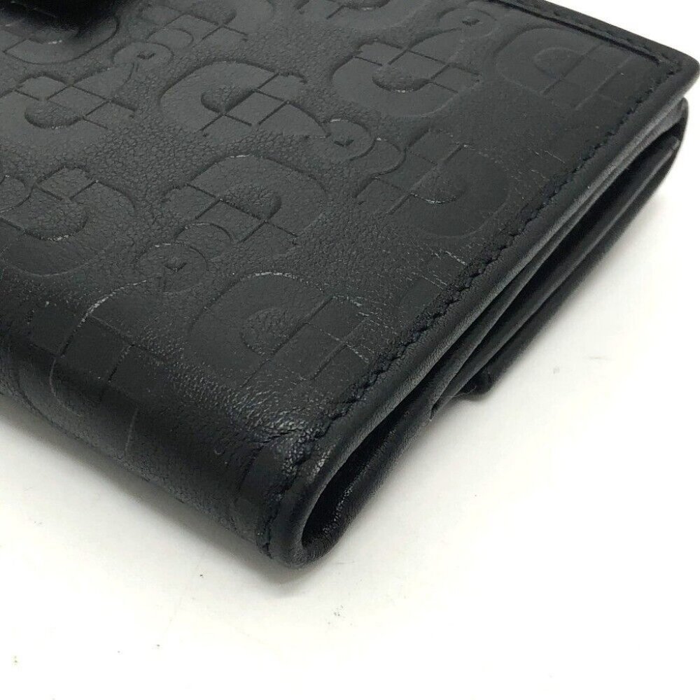 GUCCI Embossed all over pattern Bifold Long Wallet Leather Black - Picture 4 of 11